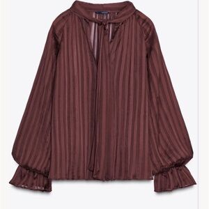 Zara Burnt Orange Striped Blouse